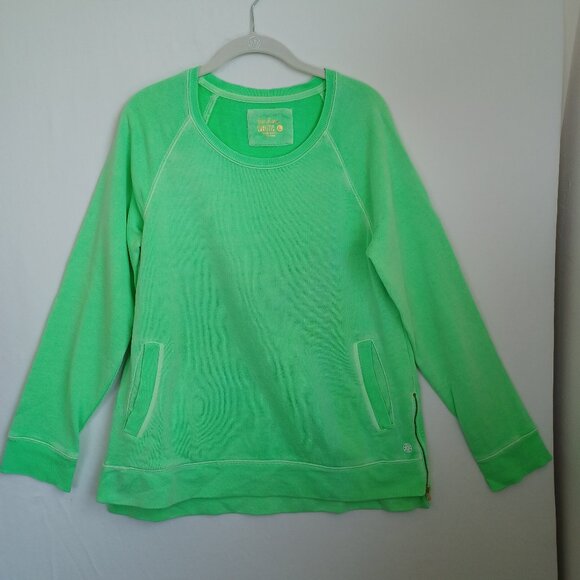 Lilly Pulitzer Luxletic Pullover Beach Comber Green Terry Sweatshirt Women Large - Picture 2 of 13